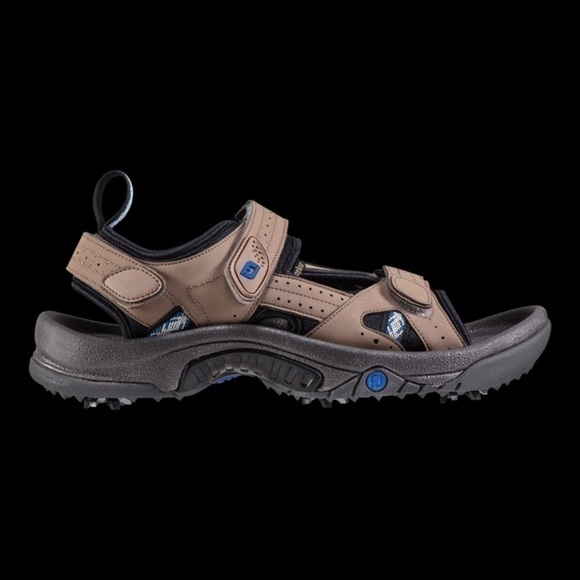 FOOTJOY Mens Golf Sandals Dark Taupe/Black with blue accents size: 9 - Picture 2 of 10